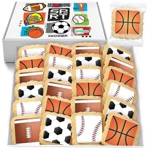 Sports Themed Cookies Individually Wrapped Theme Candy Party Favors 24 Pack Bulk For Kids Game League Birthday Party Soccer Football Basketball Baseb