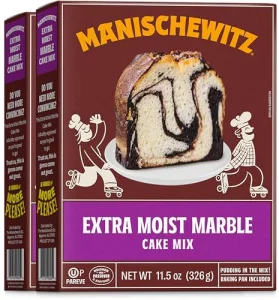 Manischewitz Extra Moist Marble Cake Mix 11.5Oz 2 Pack Kosher For Passover Baking Pan Included