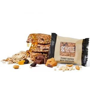 Kates Real Food Mini Organic Granola Bars - Peanut Butter Milk Chocolate 1.1 Oz Pack Of 24 - Organic Energy Bars Made With Gluten Free Oats - Non Gmo