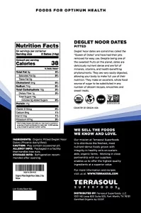 Terrasoul Superfoods Organic Deglet Dates 2 Lbs - Pitted Fresh Natural Sweetener