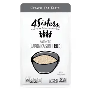 4Sisters - Authentic Short Grain Japonica Sushi Rice - Sustainably Grown - Women Owned - Farm To Table - 2Lb