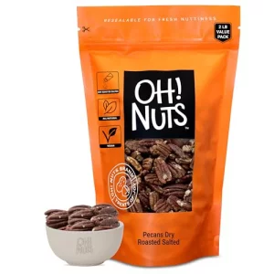 Oh Nuts Pecans - Dry Roasted Salted - 2 Lb - Oil-Free All Natural Pecans - Packed In New York Zip-Seal Bag For Exceptional Freshness