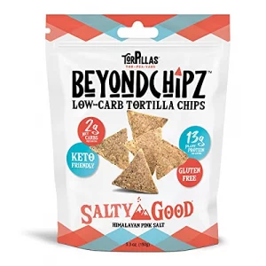 Beyondchipz Low Carb Tortilla Chips Salty Good Keto Friendly Gluten Free 5.3Oz Bag Pack Of 4