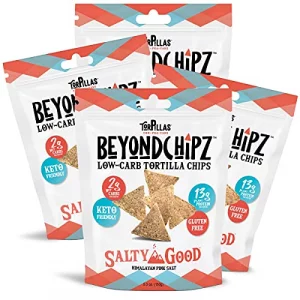 Beyondchipz Low Carb Tortilla Chips Salty Good Keto Friendly Gluten Free 5.3Oz Bag Pack Of 4
