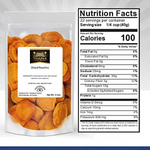 Traina Home Grown California Extra Fancy Sun Dried Peach Halves - Healthy No Sugar Added Non Gmo Gluten Free Vegan Packed In Resealable Pouch 2 Lbs