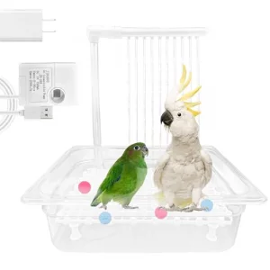 Weiyoons Parrot Bathtub Pet Bird Bath For Cage Automatic Circulating Water Bird Shower Cockatiel African Grey Lovebird Budgies Small Medium Parakeets