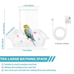 Weiyoons Parrot Bathtub Pet Bird Bath For Cage Automatic Circulating Water Bird Shower Cockatiel African Grey Lovebird Budgies Small Medium Parakeets