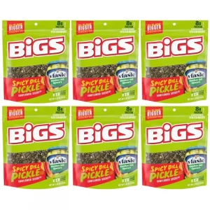 Bigs Vlasic Spicy Dill Pickle Flavored Sunflower Seeds Pack Of 6 5.35 Oz - In Snack Mass Packaging