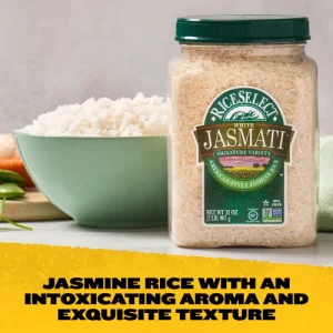 Riceselect Jasmati Rice Long-Grain Jasmine Rice Premium Gluten Free Rice Non-Gmo 32 Ounce Jar
