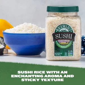 Riceselect Sushi Rice For Sushi And Japanese Food Premium Gluten-Free Short-Grain Rice Non-Gmo 32-Ounce Jar