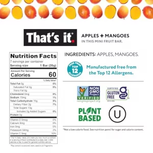Thats It. Mini Fruit Bars Variety 35 Pack No Sugar Added Plant-Based Vegan Gluten Free Breakfast Bar Paleo For Children Adults Non Gmo Fiber 7 Blue