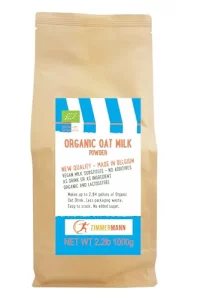 Zimmermann Organic Oat Milk Powder 2.2Lb 1000G New Quality - Made In Belgium Makes 2.64 Gallons Vegan Milk Substitute Lactose-Free