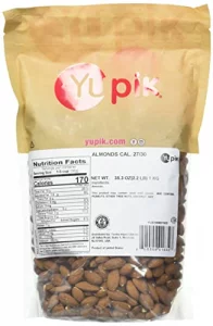 Yupik California Raw Almonds Small Size 2.2 Lb Gluten-Free Kosher Salt-Free Source Of Protein Fiber Iron Calcium Healthy Snack Pack Of 1