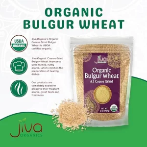 Jiva Organic Bulgur Wheat Coarse 3 2 Lb - Non-Gmo Grown In Usa 100 Natural Wheat Berries Resealable Bag