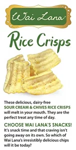 Wai Lana Rice Crisp Sour Cream And Chives 5 Pack Of 4.5 Ounce Individual Bags - Gluten Free Non-Gmo Vegan Zero Trans Fats