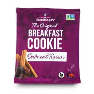 Erin Bakers Breakfast Cookies - Oatmeal Raisin Whole Grain Non-Gmo Naturally Sweetened Healthy Snack - 3 Oz 12-Pack - 90010
