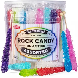 36 Extra Large Assorted Rock Candy Sticks Espeez - Candy Party Favors - For Birthdays Weddings Receptions Bridal Baby Showers - Rock Candy Bulk