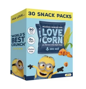 Love Corn Limited Edition Minions Crunchy Corn Lunchbox Snack Sea Salt 0.7Oz X 30 Bags Healthy Snacks For Kids Ideal For Gluten Free Vegan Diets L
