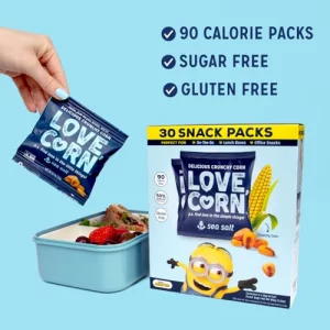 Love Corn Limited Edition Minions Crunchy Corn Lunchbox Snack Sea Salt 0.7Oz X 30 Bags Healthy Snacks For Kids Ideal For Gluten Free Vegan Diets L