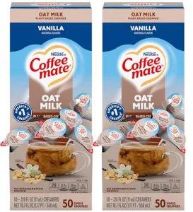 Nestle Coffee Mate Plant Based Liquid Coffee Creamer Singles Vanilla Flavored Oat Milk 50 Ct Box Pack Of 2