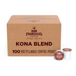 Don Franciscos Kona Blend Medium Roast Coffee Pods 100 Count K-Cup Compatible 10 Hawaiian Single Serve For Keurig Brewers Smooth Tropical Flavor Recy