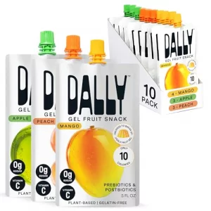 Dally Drinkable Konjac Jelly Variety Pack - 10 Pack Jelly Fruit Snack With 10 Calories Zero Sugar - Flavors Include Mango Peach And Apple Pouches