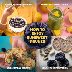 Sunsweet Pitted Prunes With Probiotics - Unsweetened Dried Gluten Free Unsulphured - Natural Elderberry Flavor - Fiber Minerals 6Oz - 8 Pack