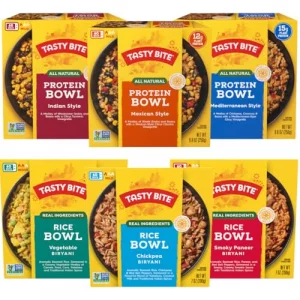 Tasty Bite Bowls Variety Pack Of 6 Mexican Protein Mediterranean Protein Indian Protein Chickpea Biryani Smoky Paneer Biryani Vegetable Biryani