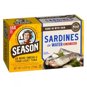 Season Sardines In Water - No Salt Added Wild Caught 22G Of Protein Keto Snacks More Omega 3S Than Tuna Kosher High In Calcium Canned Sardines - 4.37