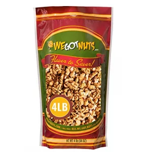 California Raw Walnuts- 4 Pounds Resealable Package-Fresh No Shell Unsalted-All Natural Dry Halves And Chopped Pieces-For Snacking Kids Baking Browni