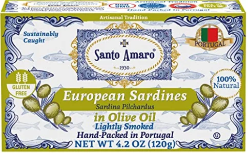 Santo Amaro - Authentic European Sardines In Olive Oil Hand-Packed Canned Sardines From Portugal Wild Caught Sardines In Virgin Olive Oil Lightly Smo