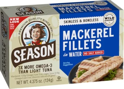 Season Mackerel In Water - Skinless Boneless No Salt Added Wild Caught Keto Snacks Canned Mackerel Fillets Full Of Vitamins Low In Mercury Kosher No