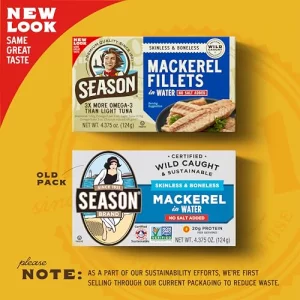 Season Mackerel In Water - Skinless Boneless No Salt Added Wild Caught Keto Snacks Canned Mackerel Fillets Full Of Vitamins Low In Mercury Kosher No