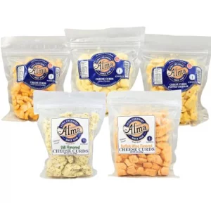 Alma Cheese Curds - Variety Pack Of 5 Cheddar White Cheddar Pepper Cheddar Dill Buffalo Wing