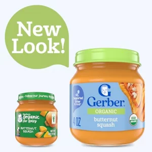 Gerber Stage 1 Baby Food Organic Butternut Squash Jar Baby Puree Non-Gmo Vegetable Puree Jars Glass 10-Pack