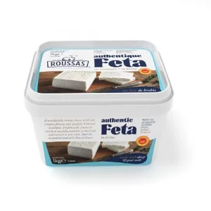 Roussas Authentic Feta Cheese In Brine Sheep Goat Milk 1Kg 2.2 Lbs