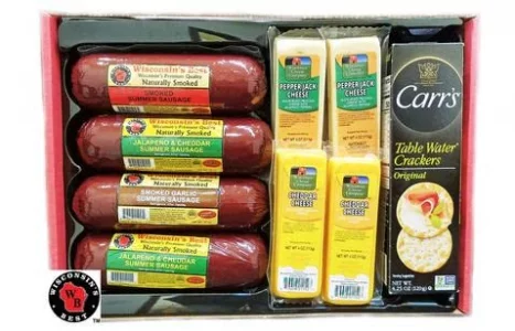 Wisconsin Cheese Company - Elite Wisconsin Cheese Large Gift Box - 100 Wisconsin Cheese Sausage Cracker Gift Perfect For Parties Charcuterie Boards