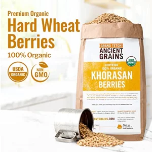 Grand Teton - Ancient Grains Khorasan Wheat Berries 100 Organic Berries Premium Food-Grade Khorasan Grain For Milling Sprouting Baking Salads Pilafs