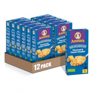 Annies Macaroni And Classic Cheddar With Organic Pasta Made With Real Cheese Dinner Side Or Snack 6 Oz Pack Of 12