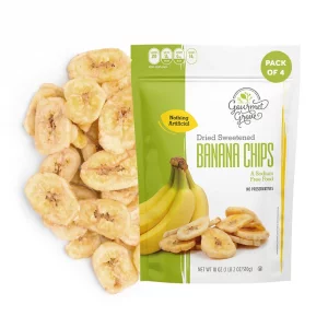 Dried Banana Chips 18 Oz 4 Pack - 4.5 Pound Sweetened Fruit Slices Vegan Keto-Friendly Kosher Snack Perfect For Cereal Salads Trail Mix Tasty Na
