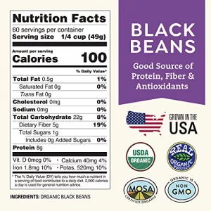 Organic Dried Black Beans 5Lb Bulk By Doudlah Farms - Farmed From Regenerative Soil Tested Clean Certified Vegan Non-Gmo Grown In Usa - Fiber Prot