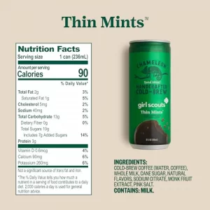 Chameleon Cold Brew Coffee Latte Girl Scout Thin Mints 8 Oz Canned Coffee 12 Pack