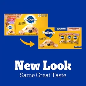 Pedigree Chopped Ground Dinner Adult Soft Wet Dog Food 30-Count Variety Pack 3.5 Oz Pouches Pack Of 30