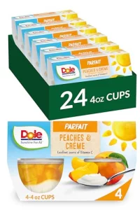 Dole Fruit Bowls Low Fat Peaches Creme Parfait Snacks 4.3Oz 24 Total Cups Gluten Dairy Free Bulk Lunch Snacks For Kids Adults
