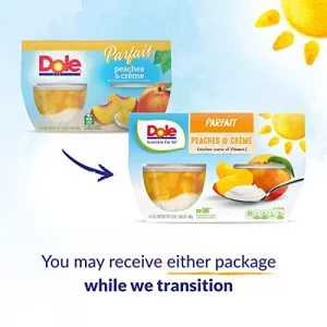 Dole Fruit Bowls Low Fat Peaches Creme Parfait Snacks 4.3Oz 24 Total Cups Gluten Dairy Free Bulk Lunch Snacks For Kids Adults