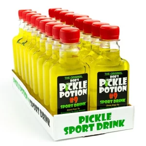 Bobs Pickle Potion 9 - Electrolyte Pickle Shot - Rehydration Cramp Relief - Sports Drink Shot Zero Caffeine Gluten-Free 6.3 Oz. Pack Of 18 Dill Pic