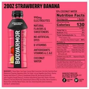 Bodyarmor Sports Drink Sports Beverage Strawberry Banana Coconut Water Hydration Natural Flavors With Vitamins Potassium-Packed Electrolytes Perfect