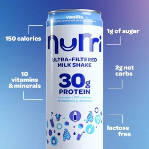 Nurri - 30G Protein Ultra Filtered Milk Shake Vanilla - Lactose Free Low Sugar 150 Calories 10 Vitamins And Minerals - 11 Fl Oz 12 Cans