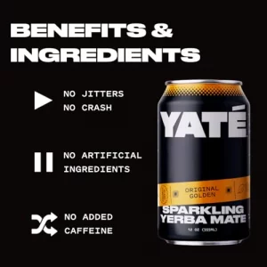 Yate Sparkling Yerba Mate - Original Golden - Brewed Organic Yerba Mate Tea Natural Clean Energy Alternative Low Calorie Low Sugar Plant Based Drink1