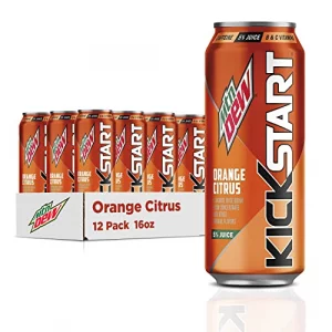 Mountain Dew Kickstart Orange Citrus 92Mg Caffeine Vitamins B C 80 Calories 5 Juice 16 Fl Oz Pack Of 12